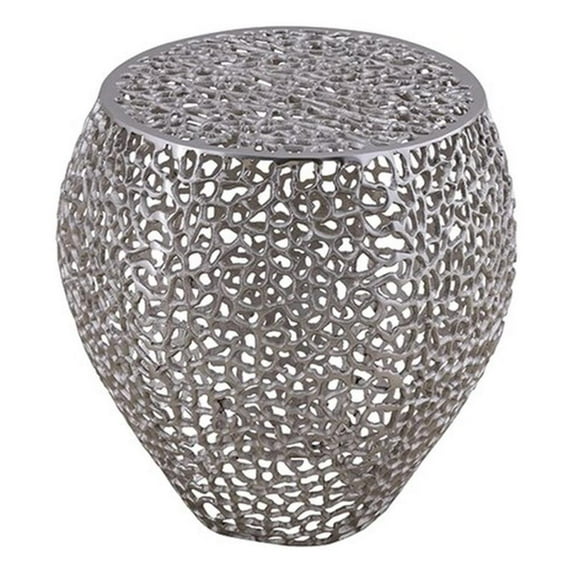Pemberly Row Modern Style End Table made with Aluminium Casted in Silver Color