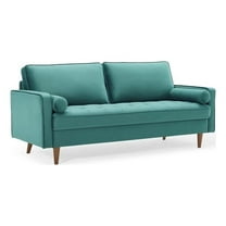 Pemberly Row Modern Style Performance Velvet Sofa in Teal Finish