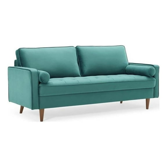 Pemberly Row Modern Style Performance Velvet Sofa in Teal Finish