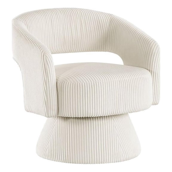 Pemberly Row Modern Swivel Accent Chair Beige Soft Corduroy Beige Wood
