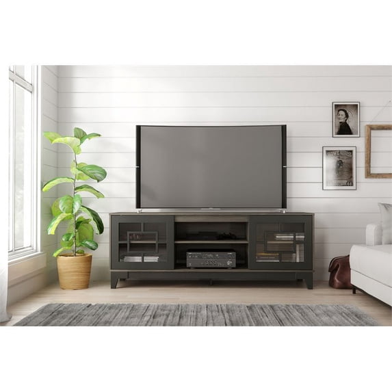 Pemberly Row Modern TV Stand 72-inch in Bark Grey and Charcoal Grey