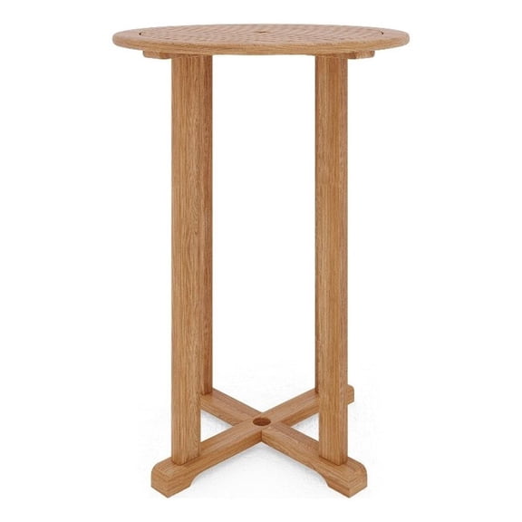 Pemberley Row Teak Golden Brown Bar Height Outdoor Bistro Table Rectangular Simple Assembly 32"x32"x41.75"
