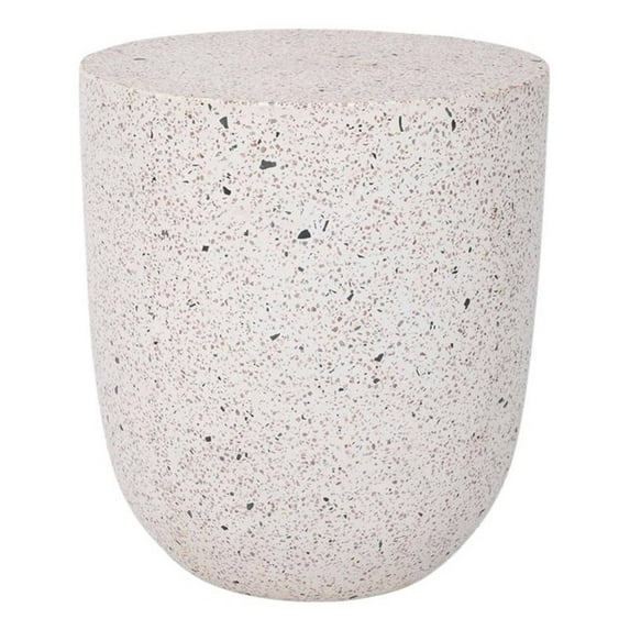 Pemberly Row Modern Terrazzo Side Table in White / Gray Finish