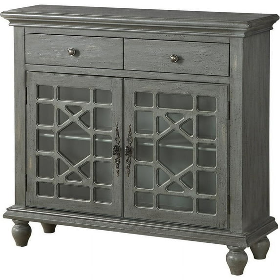 Pemberly Row Modern Texture Grey Two Drawer Two Door Cupboard