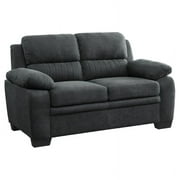 Pemberly Row Modern Textured Fabric Loveseat with Exposed Legs in Dark Gray