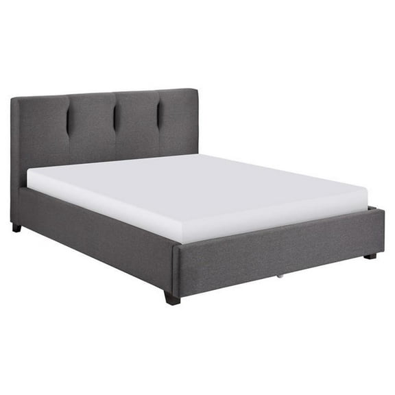 Pemberly Row Modern Textured Fabric Queen Platform Bed in Gray