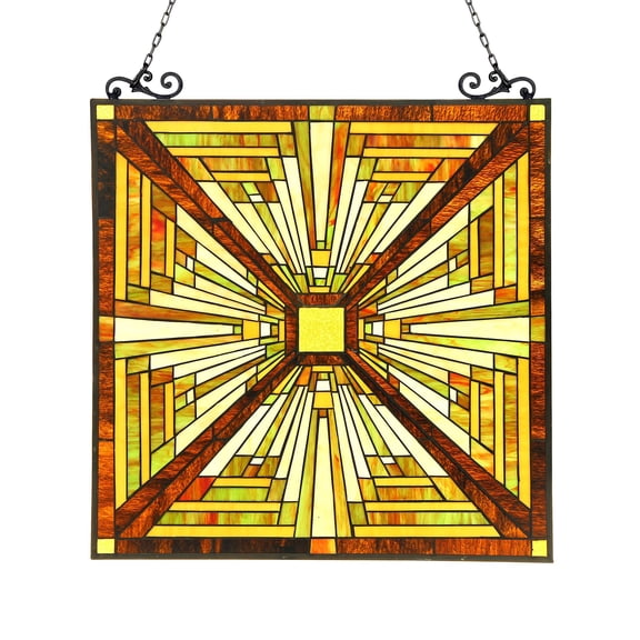 Pemberly Row Modern Tiffany-glass Mission Window Panel 24.5x26