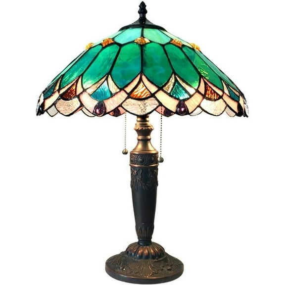 Pemberly Row Modern Tiffany-style 2 Light Table Lamp 16" Shade