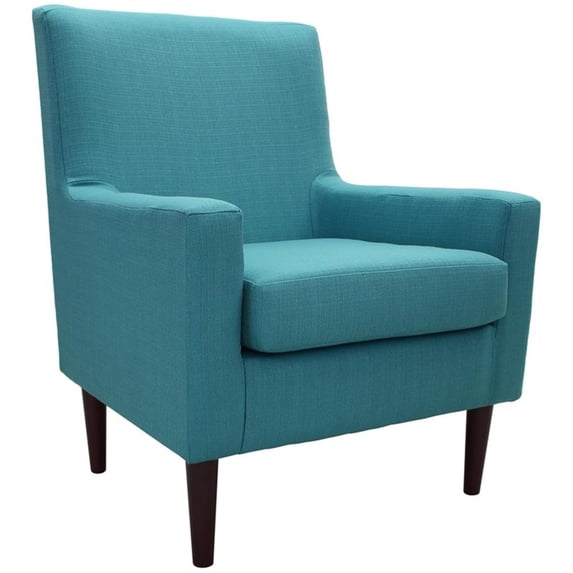 Pemberly Row Modern Traditional Fabric Lounge Chair in Teal Blue
