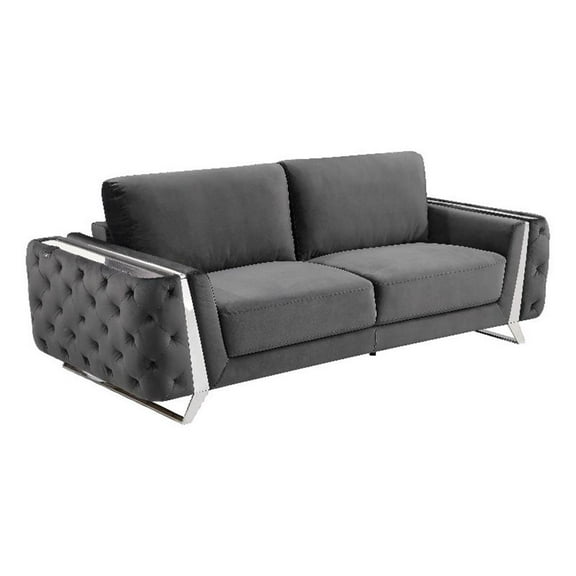 Pemberly Row Modern Transitional Italian Fabric Sofa in Gray