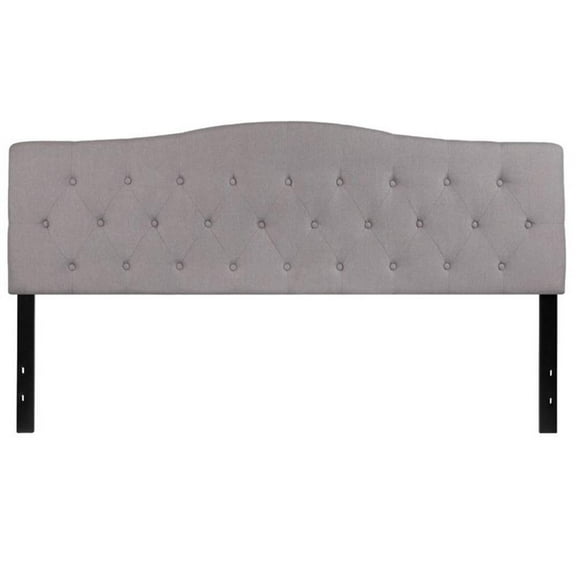 Pemberly Row Modern Tufted King Panel Headboard in Light Gray