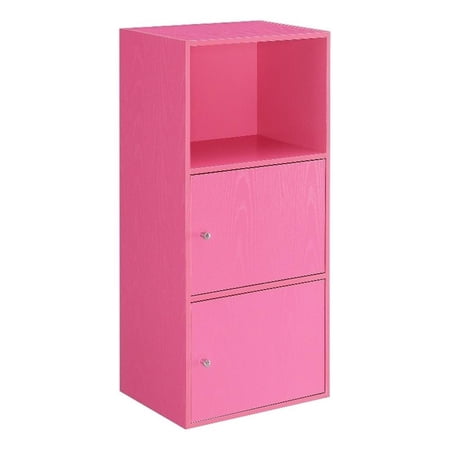 Pemberly Row Modern Two-Door Cabinet w/Shelf in Pink Wood Finish