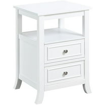 Pemberly Row Modern Two-Drawer End Table in White Wood Finish