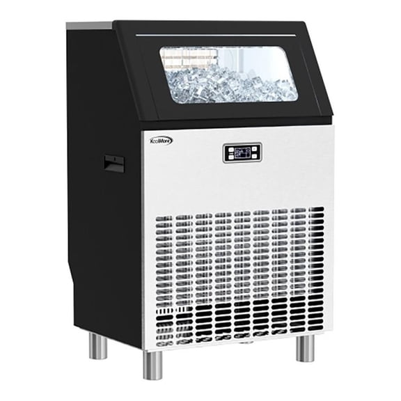 Pemberly Row Modern Undercounter Metal Ice Maker Machine in Black
