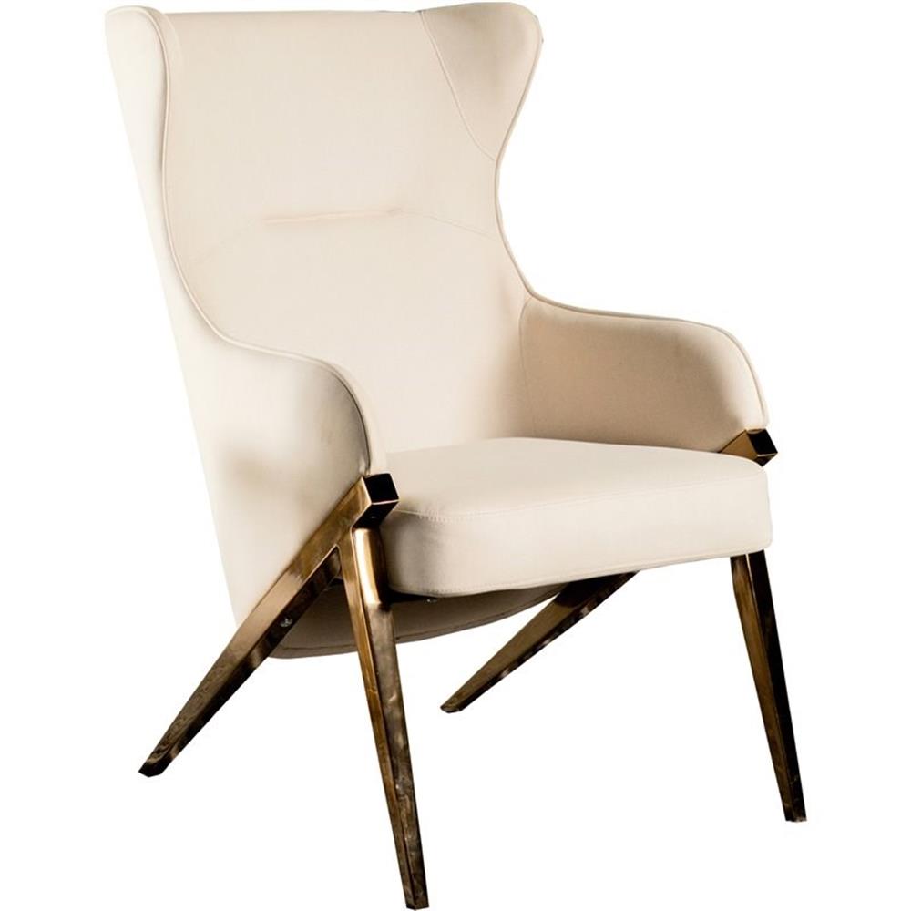Pemberly Row Modern Upholstered Accent Chair in Cream and Bronze ...
