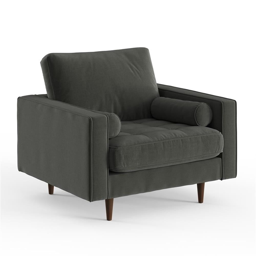 Pemberly Row Modern Upholstered Fabric Arm Chair in Charcoal - Walmart.com