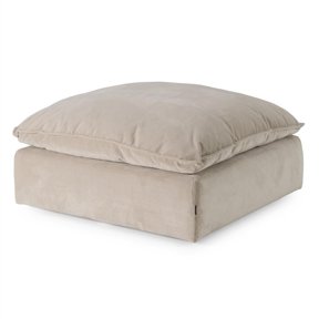 Pemberly Row Modern Upholstered Fabric Ottoman in Light Gray Polyester