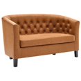 thumbnail image 1 of Pemberly Row Modern Upholstered Faux Leather Loveseat in Tan, 1 of 5