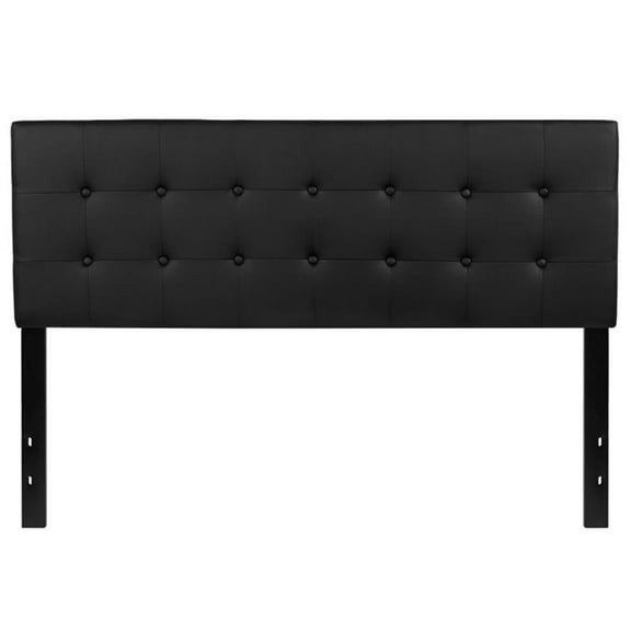 Pemberly Row Modern Upholstered Queen Panel Headboard in Black