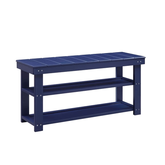 Pemberly Row Modern Utility Mudroom Bench in Blue Wood Finish