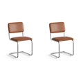 thumbnail image 1 of Pemberly Row Modern Vegan Leather Side Chair (Set Of 2) in Brown, 1 of 6