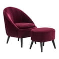 thumbnail image 1 of Pemberly Row Modern Velvet Accent Chair and Ottoman Set Merlot Red, 1 of 13