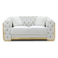 thumbnail image 1 of Pemberly Row Modern Velvet Upholstered Loveseat in Ivory/Gold Finish, 1 of 7
