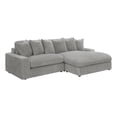 thumbnail image 1 of Pemberly Row Modern Velvet Upholstered Reversible Sectional Morning Fog, 1 of 15
