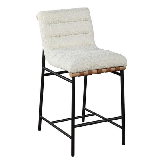 Pemberley Row Boucle Fabric White Counter Height Chair Rectangular Fully Assembled 26.38"