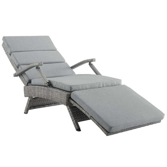 Pemberly Row Modern Wicker / Rattan Patio Lounge Chair in Gray