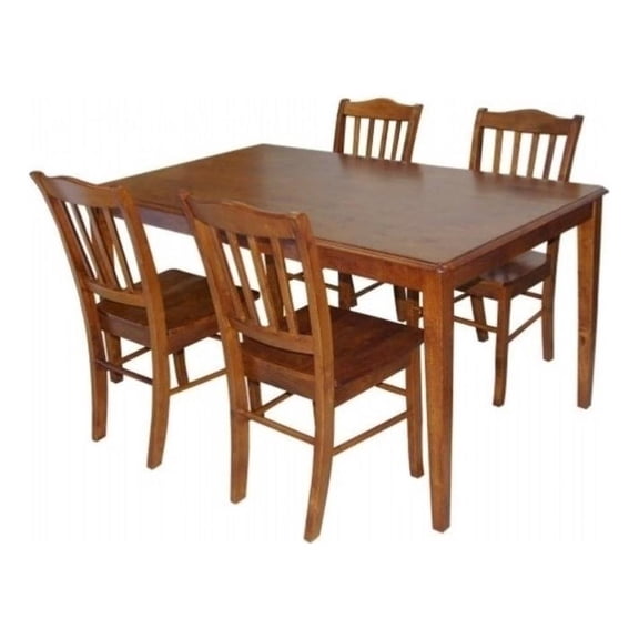 Pemberly Row Modern Wood 5 Piece Dining Set in Walnut Finish