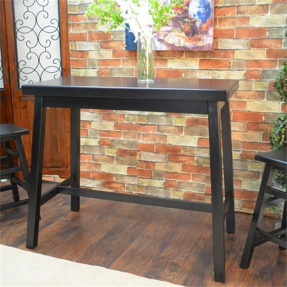 Pemberly Row Modern Wood Asian Bar Table in Antique Black Finish