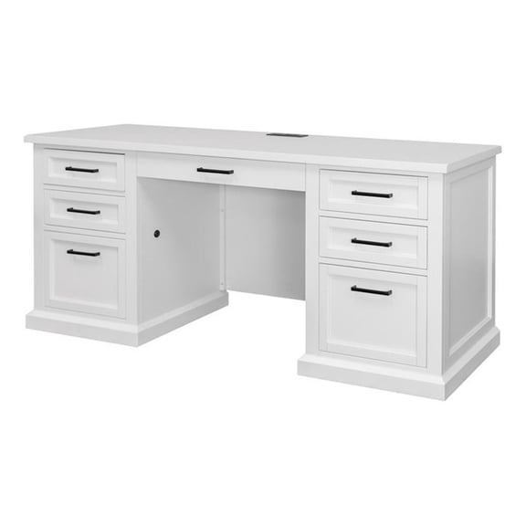 Pemberly Row Modern Wood Desk Office Writing Table in White Finish