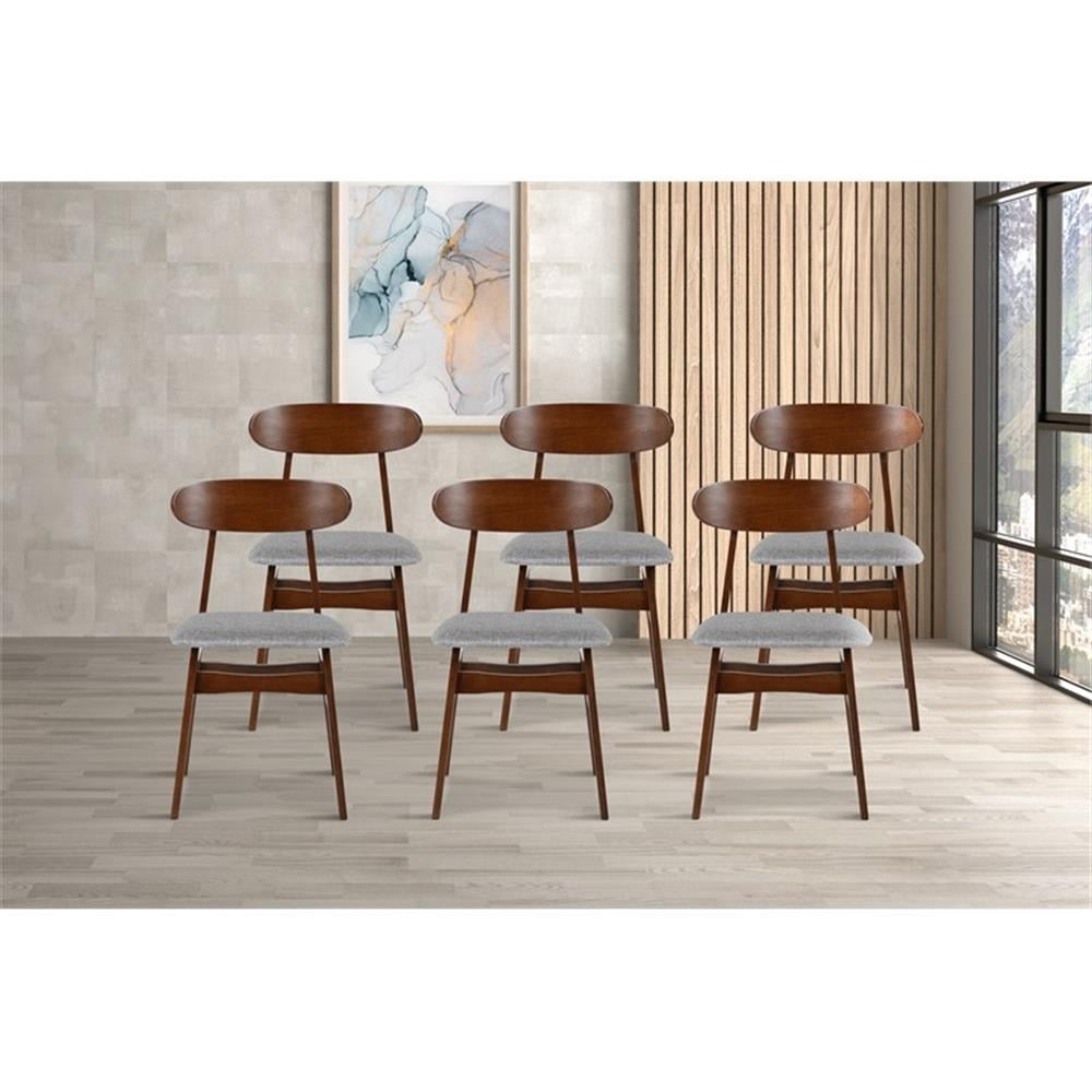 Pemberly Row Modern Wood Dining Chair in Light Gray (Set of 6 ...