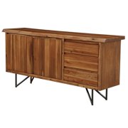 Pemberly Row Modern Wood Dining Server in Light Walnut Brown