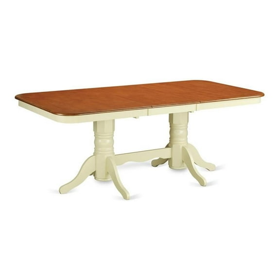 Pemberly Row Modern Wood Dining Table in Cream/Cherry Finish