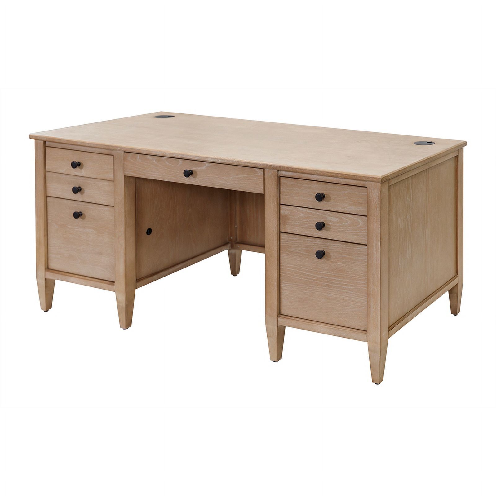 Pemberly Row Modern Wood Double Pedestal Wood Desk Fully Assembled