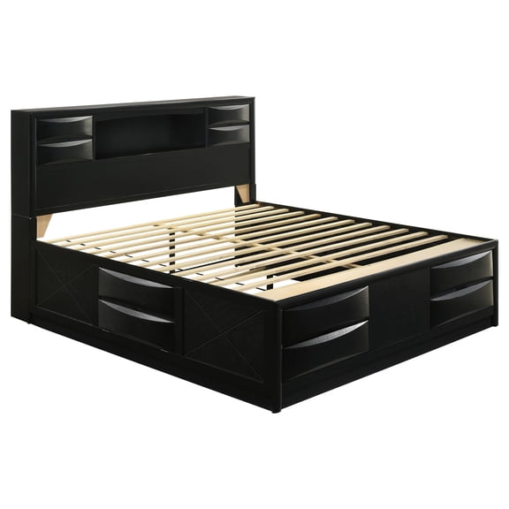 Pemberly Row Modern Wood Eastern King Platform Storage Bed in Black