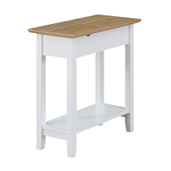 Pemberly Row Modern Wood End Table with Charging Station in White