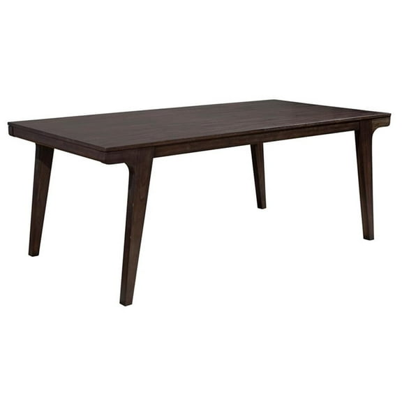 Pemberly Row Modern Wood Fixed Top Dining Table in Chocolate Brown