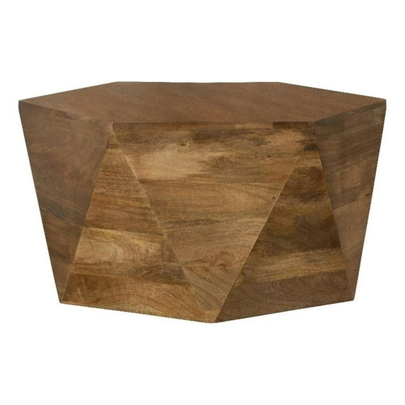 Pemberly Row Modern Wood Hexagonal Shaped Top Coffee Table in Natural