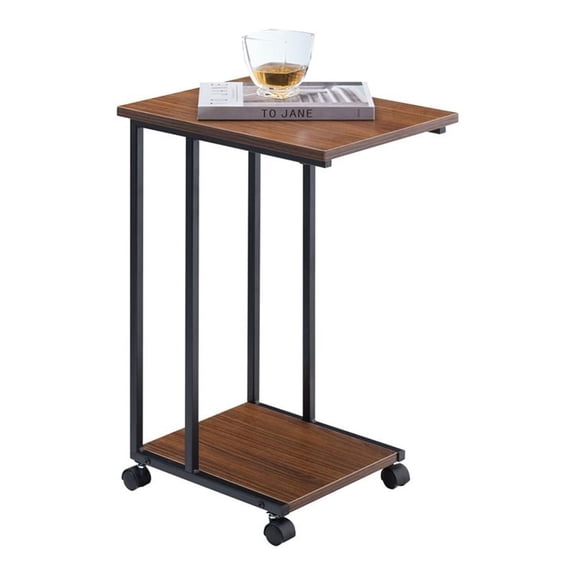 Pemberly Row Modern Wood & Metal End C Table for Small Spaces in Walnut/Black