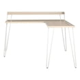 thumbnail image 1 of Pemberly Row Modern Wood/Metal L Desk with Riser in Light Brown, 1 of 10