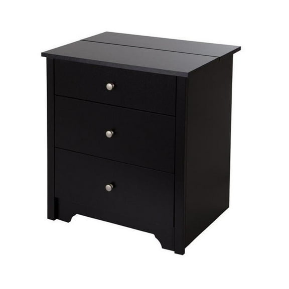 Pemberly Row Modern Wood Nightstand in Pure Black