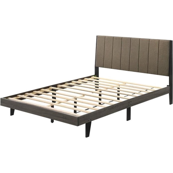 Pemberly Row Modern Wood Queen Bed in Brown and Weathered Gray