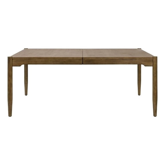 Pemberly Row Modern Wood Rectangular Extension Dining Table with Leaf in Brown