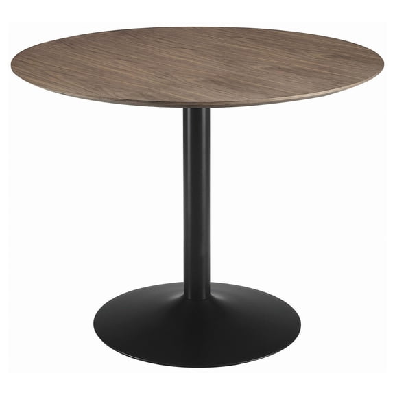 Pemberly Row Modern Wood Round Dining Table Walnut and Black