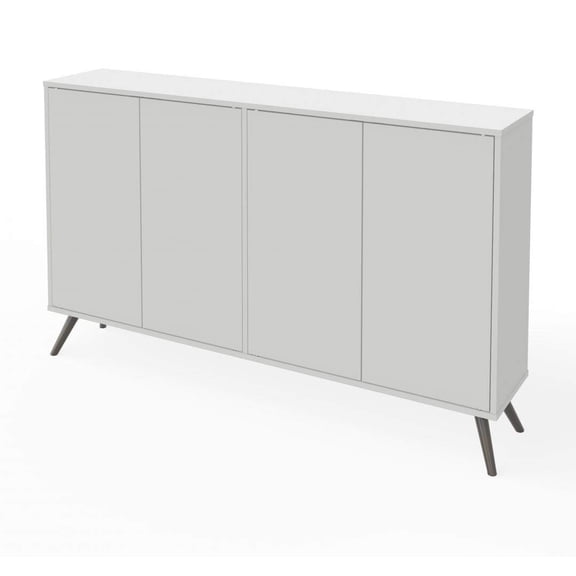 Pemberly Row Modern Wood Storage Console Table in White Finish