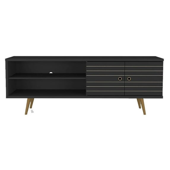 Pemberly Row Modern Wood TV Stand for TVs up to 60" in Black