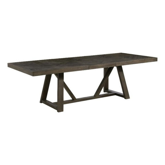 Pemberly Row Modern Wood Trestle Table in Reclaimed Chevron Gray